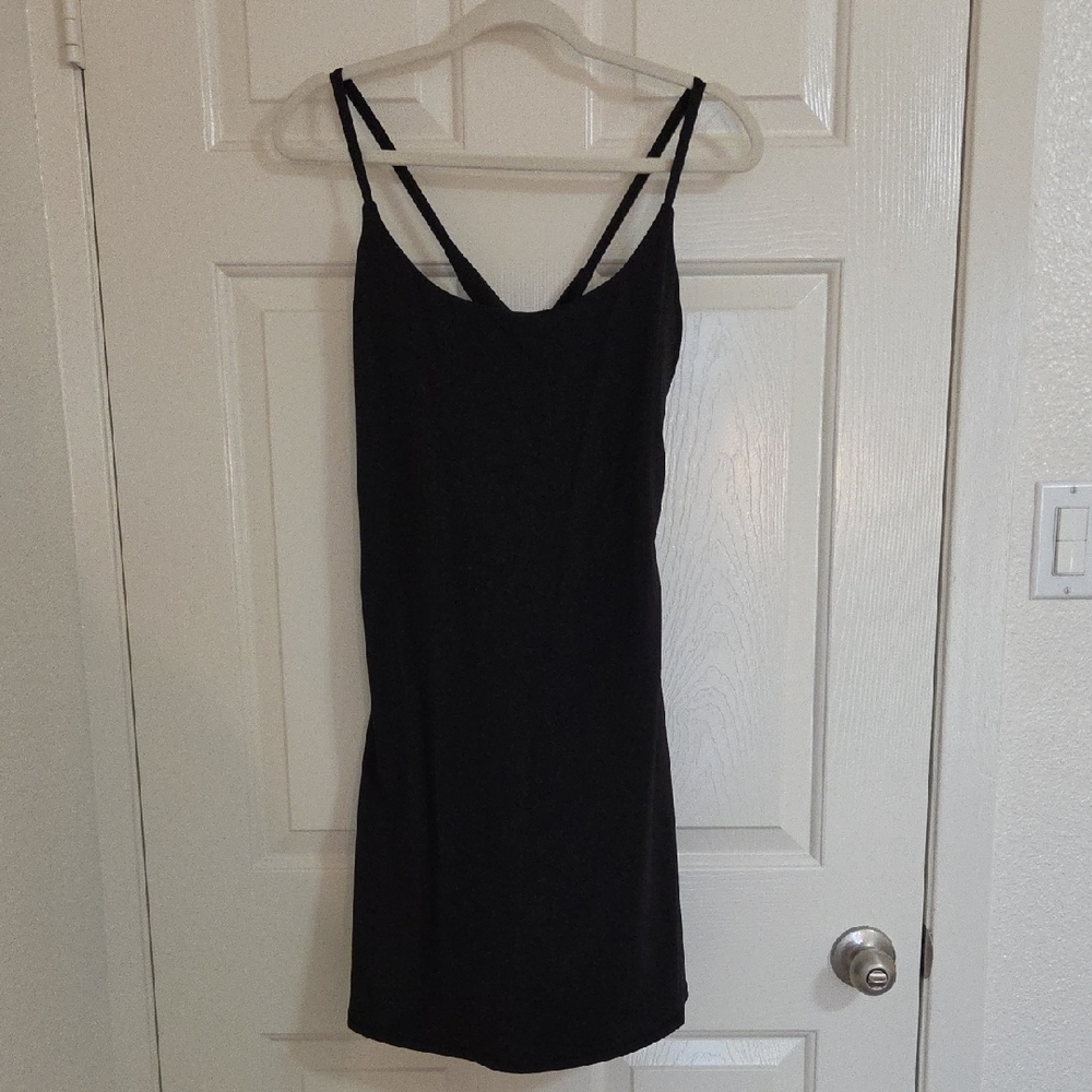 HALARA Black Double-Strap Active Dress W/ Easy Peasy Shorts And Phone Pockets